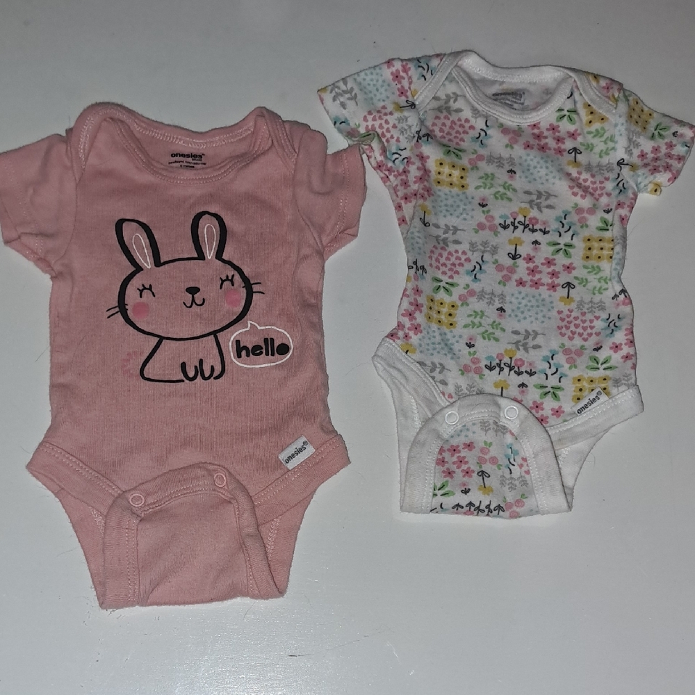 Pink and White Bunny Print Kids One Piece Set